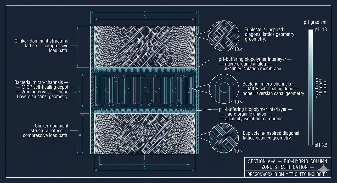 Section A-A — Bio-Hybrid Column Zone Stratification